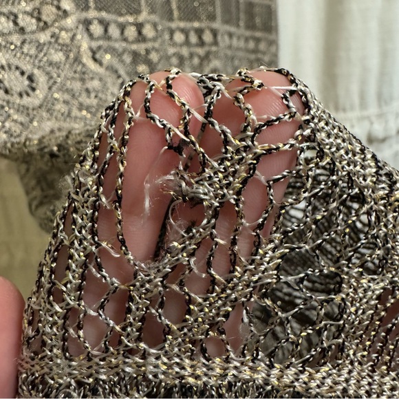 90s Vintage Art Deco BohoJessica Howard Gold Shimmer Maxi Dress Small - Picture 7 of 8